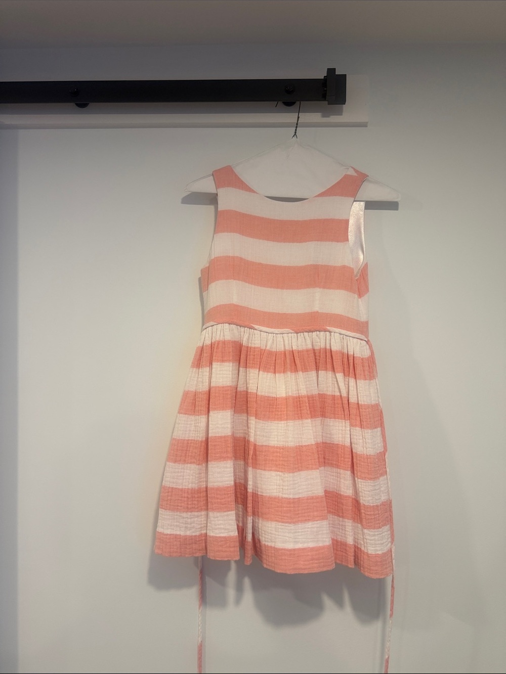 Helena Pink and White Striped Sleeveless Casual Dress